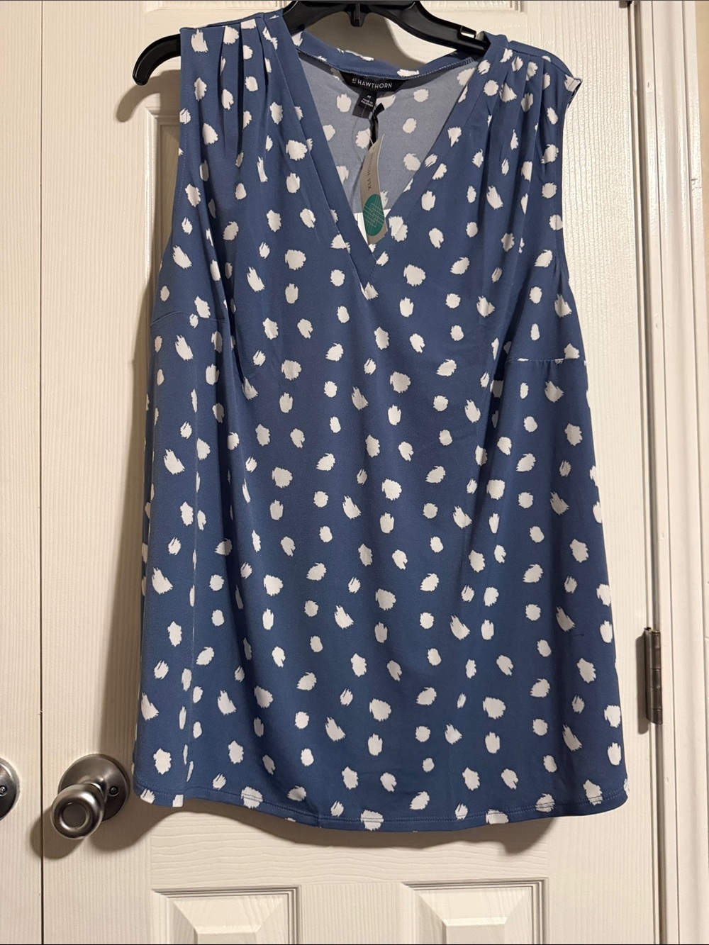 41 Hawthorn Blue and White Polka Dot V-Neck Sleeveless Camisole